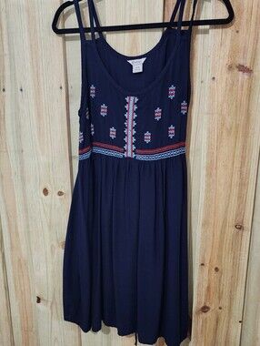 Ariat Navy Dress with Red & Light Blue Embroidery.